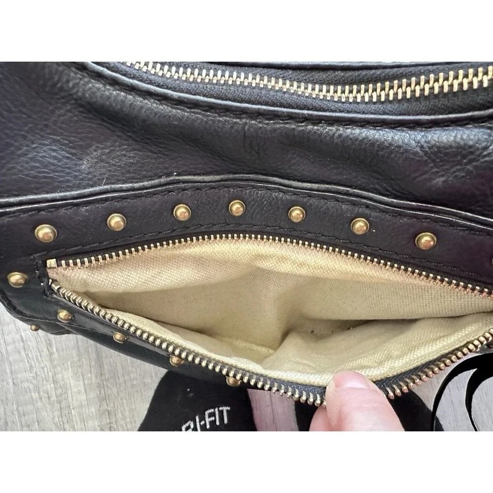 Black Michael Kors Ashbury Pebbled‎ Leather Shoulder Bag Hobo Purse Gold